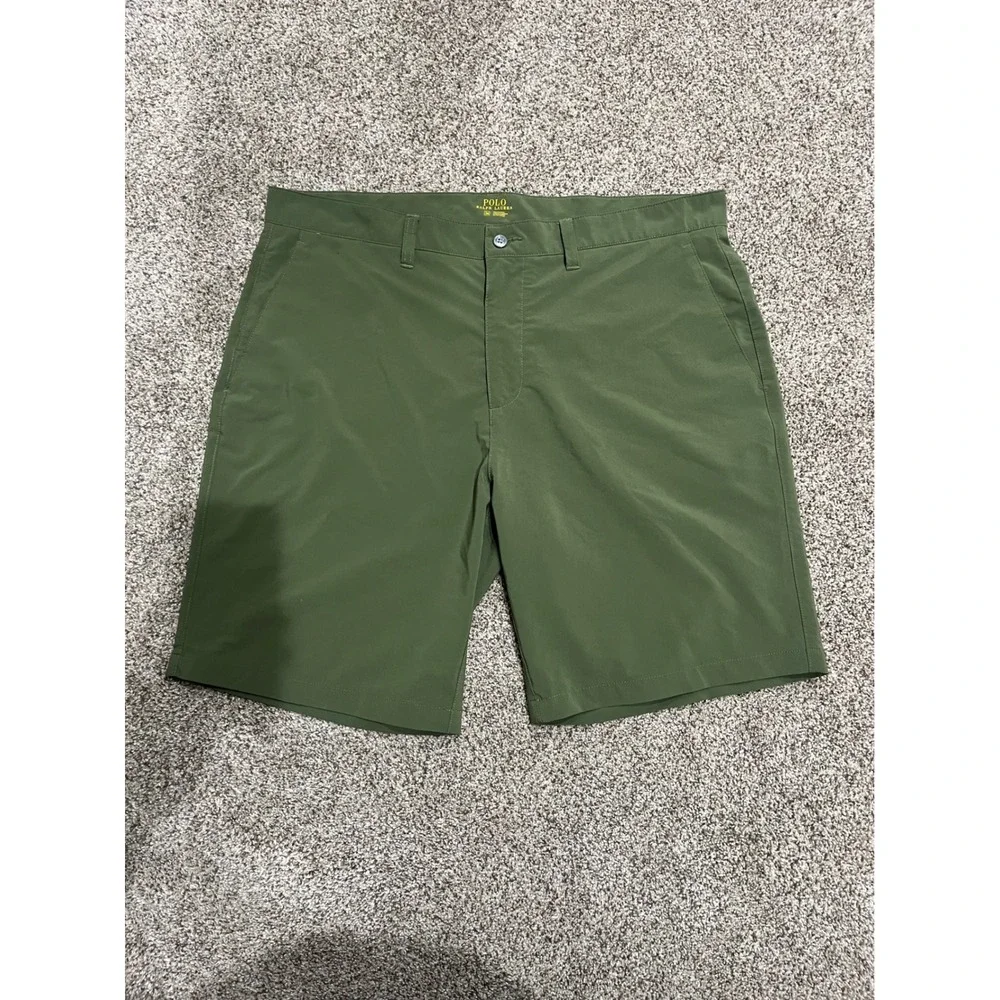 Polo Ralph Lauren Mens Golf Shorts Olive Green Performance Technical Size 36